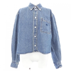 セリーヌ CELINE Áo sơ mi cropped denim wash đại dương liên minh Trionf 2T187459N - Hàng hiệu Authentic