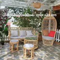 Sofa mây tự nhiên tay cuộn phòng khách 680026