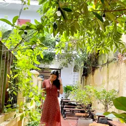 Đầm cổ Tàu dáng dài họa tiết vintage 577016
