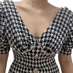 Đầm váy caro trắng đen nữ size m 445899