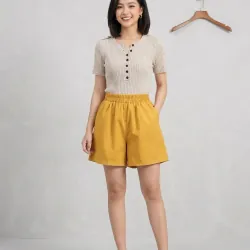 Áo Len Tăm Be + Quần Short Vàng (Vintage) 1022723