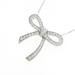 K18WG/750WG Dây chuyền kim cương hình ruy băng 0.27CT - Hàng hiệu Chính hãng 857325