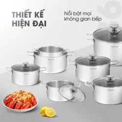 Bộ 3 nồi inox liền khối KALITE KCS366 – Bộ 3 size 18-20-24cm linh hoạt 572282