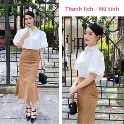 Áo sơ mi nữ tay bồng che khuyết điểm 518758