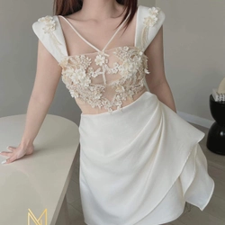 Váy đầm dự tiệc trắng size S chưa mặc 273498