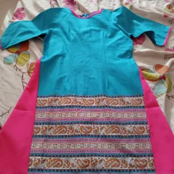 Áo dài thổ cẩm xanh