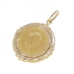 K18YG(枠) Đồng xu Mặt dây chuyền - Hàng hiệu Authentic