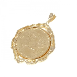 K18YG(枠) Mặt dây chuyền đồng xu - Hàng hiệu Authentic 865922