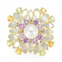 K18YG/PT850 Ngọc trai Akoya Brooch 7.0mm - Hàng hiệu Chính hãng 871130