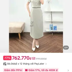 Set áo váy dáng suông đính hoa