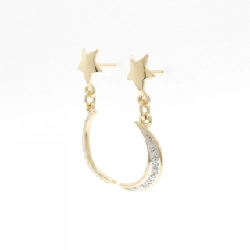 K18YG/K18WG Sao × Mặt trăng Bông tai Kim cương 0.04CT - Hàng hiệu Chính hãng 868851