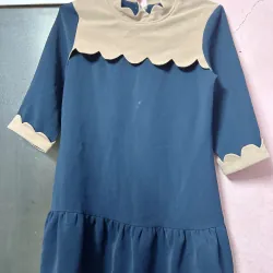 Đầm nữ Xanh phối kem cổ bèo 1010468