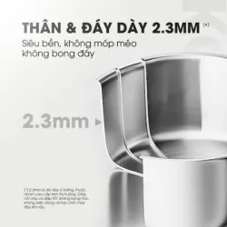 Bộ 3 nồi inox liền khối KALITE KCS366 – Bộ 3 size 18-20-24cm linh hoạt 706256