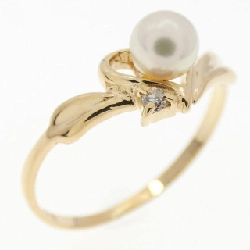 Nhẫn ngọc trai Akoya hình trái tim K18YG 4.1mm - Hàng hiệu chính hãng