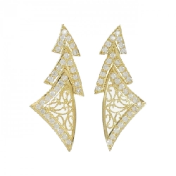 K18YG Bông tai kim cương 1.24CT - Hàng hiệu Chính hãng