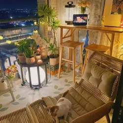 Ghế thư giãn ban công đan dây dù 694538