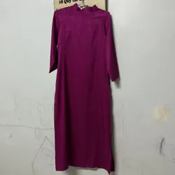 Áo dài màu tím cánh sen tặng quần lưng thun đi kèm 740206