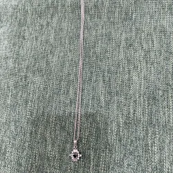 Dây bạc 925 mặt đá Saphire tự nhiên xanh đen 1000824