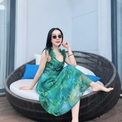 Đầm voan xanh sát nách  518862