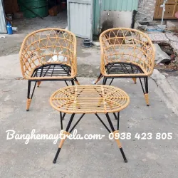 Bàn ghế mây nhựa cho quán cafe 740111
