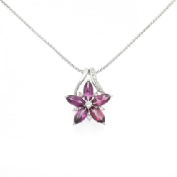 K18WG Hoa Garnet Dây Chuyền 3.40CT - Hàng hiệu Chính hãng