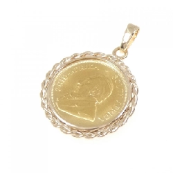 K18PG(枠) Đồng xu mặt dây chuyền - Hàng hiệu Authentic