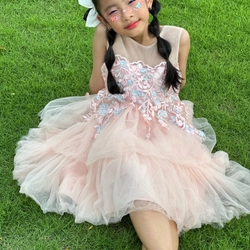 Đầm Hồng ren dễ thương cho bé 522601