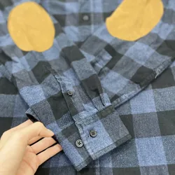 Áo sơ mi xanh caro có đáp gấu tay Pazini slimfit size 42 729086