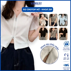 Áo croptop nữ khoá zip Normalist co giãn thoáng mát da không xù lông 315936