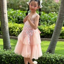 Đầm Hồng ren dễ thương cho bé 522601