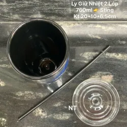 Ly nhựa 2lop kèm ống hút HKM sting -710ml 907785