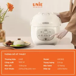 UNIE URC812 – Nồi cơm lòng gốm ceramic an toàn cho sức khỏe 784586