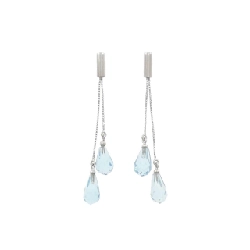 K18WG Blue Topaz Bông tai - Hàng hiệu Chính hãng