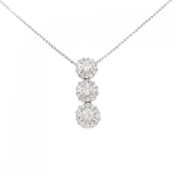 K18WG Dây chuyền kim cương ba viên 1.00CT - Hàng hiệu Authentic