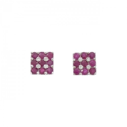 K18WG Bông tai Ruby - Hàng hiệu Chính hãng