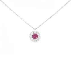 Dây chuyền ruby hoa K18WG 0.341CT - Hàng hiệu Authentic
