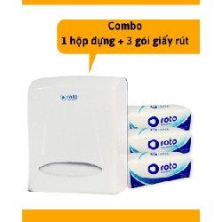 [Combo 1+3] 1 hộp đựng giấy rút ROTO và 3 gói giấy lau tay 2 lớp HCM0310