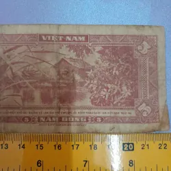 Tờ tiền 5 Đồng - Ngân hàng QGVN số series 759055 748753