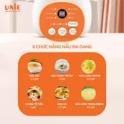🍲 Nồi Nấu Chậm UNIE USC10W 💖 Dung Tích 1L | Lòng Gốm Ceramic Cao Cấp 🕒 Hẹn Giờ 2–12H 622041