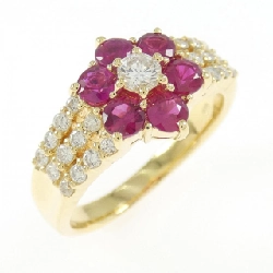 Nhẫn ruby K18YG hoa 0.95CT