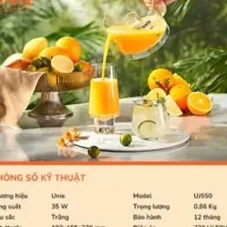 🧡 UNIE UJ550 – Thiết kế gọn nhẹ, hiện đại, phù hợp mọi gian bếp – tiện lợi hàng ngày! 715329
