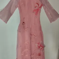 Áo dài Tết đính kết vải tơ có kèm quần 708843