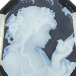 K18WG Mã Não Cameo Brooch - Hàng hiệu Chính hãng 871042