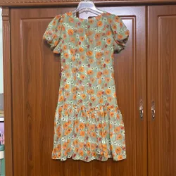 Váy voan hoa xoè dài qua gối 990037