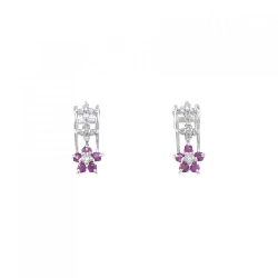 Bông tai Ruby K18WG Hoa 0.36CT - Hàng hiệu Chính hãng