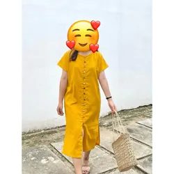 Pass đầm linen màu vàng size S 1058726