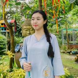 Bộ lam đi chùa thêu lá bồ đề size M 144483