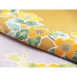 Kimono thăm viếng Chirimén với họa tiết vàng Yūzen - Hàng hiệu Authentic 877572
