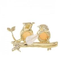 K18YG Chim Mặt Trăng Đá Mặt Trăng Brooch - Hàng hiệu Chính hãng 872167