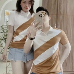 ÁO ĐÔI POLO KẺ CHÉO NAM NỮ 85185